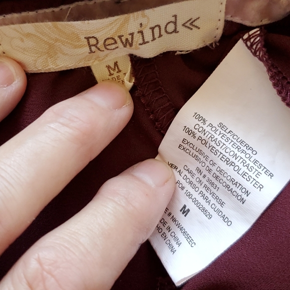 REWIND• Burgundy•black lace detail•Medium - Picture 3 of 6